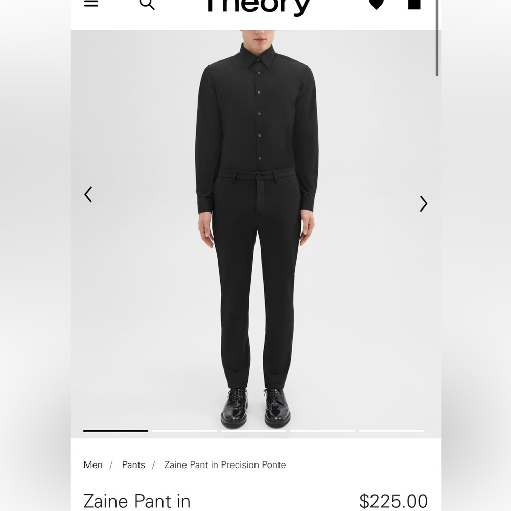 NWOT THEORY Zaine Pant in Black Trousers Slacks Work Pants